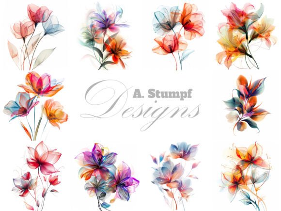 Download Abstract Flowers Watercolor Clipart Set - Abstract flowers Collection