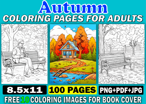 Download 100 Autumn Adults Coloring Pages for KDP - Adults coloring pages Collection