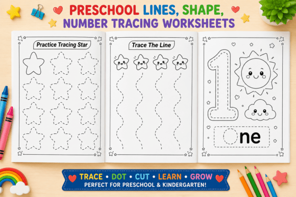 Download Line, Shape, Number Tracing Worksheets - Worksheets Collection