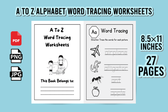 Download A to Z Alphabet Word Tracing Worksheets - Worksheets Collection