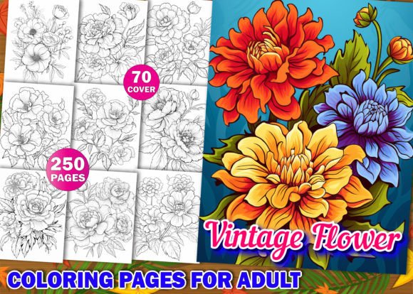 Download 250 Vintage Flower Adults Coloring Pages - Adults coloring pages Collection