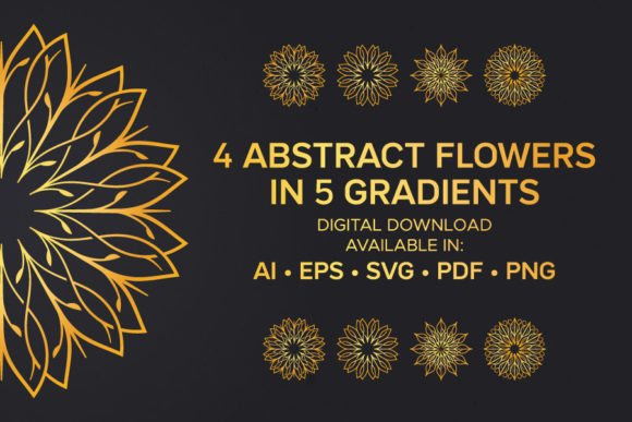 Download 4 Abstract Flowers in 5 Gradients - Abstract flowers Collection