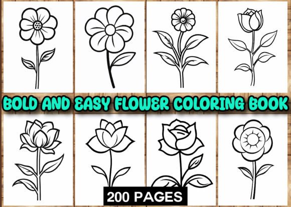 Download Bold and Easy Flower Coloring Pages KDP - Premium Bundle