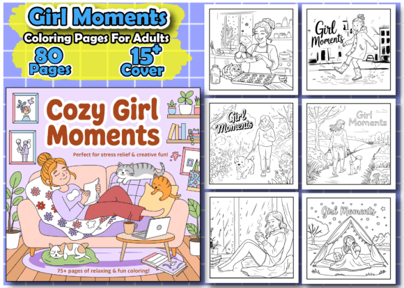 Download Cozy Girl Moments Adults Coloring Pages - Adults coloring pages Collection