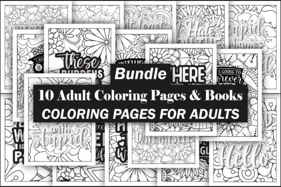 Download 10 Adults Coloring Pages &amp; Books Bundle - Adults coloring pages Collection