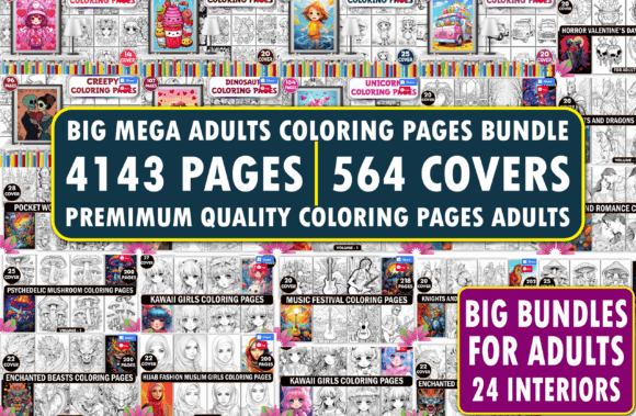 Download 4143 Mega Adults Coloring Pages Bundle - Adults coloring pages Collection
