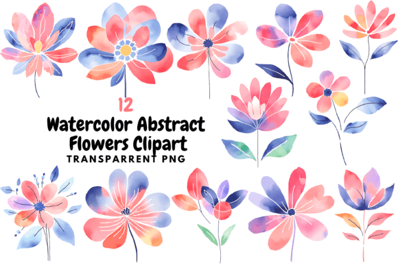 Download Watercolor Abstract Flowers Clipart - Abstract flowers Collection