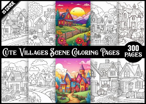 Download 300 Villages Scene Adults Coloring Pages - Adults coloring pages Collection
